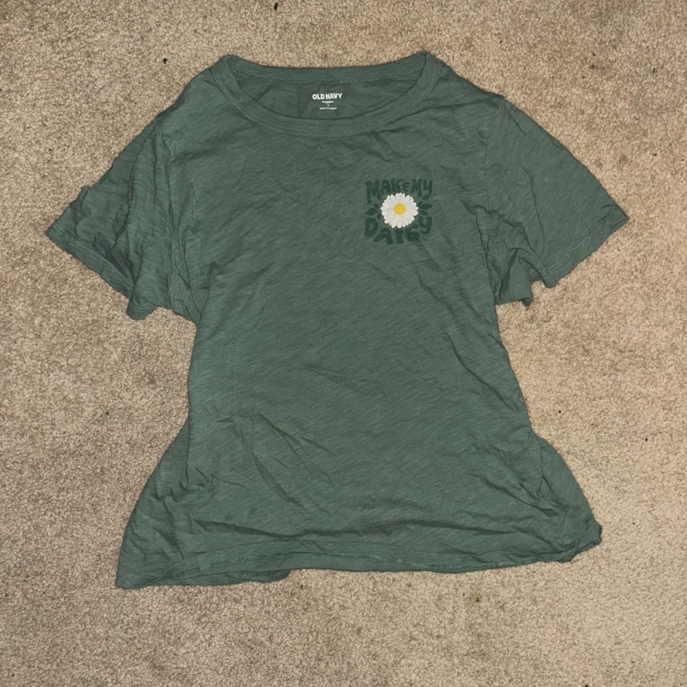 Old Navy Green Shirt with Daisy